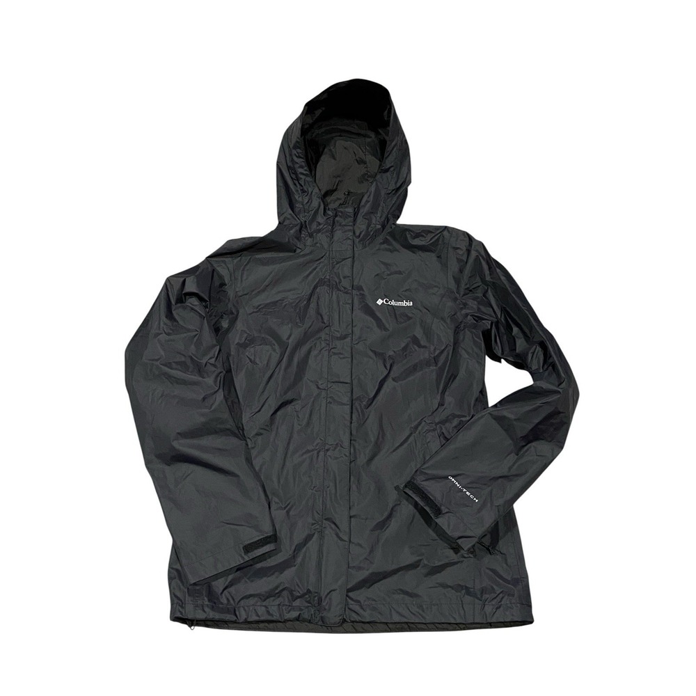 Columbia Omni Tech Watertight Rain Women's Size Medium Black Jacket Hoodie